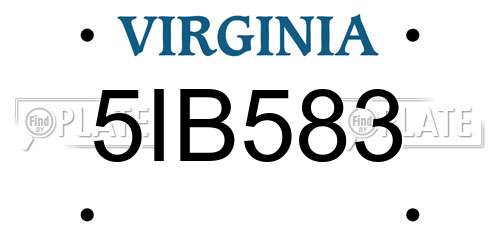 5IB583 Virginia License Plate