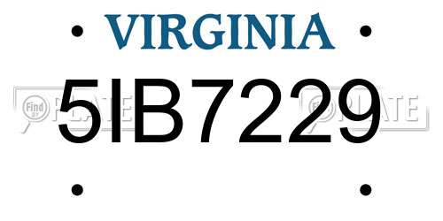 5IB7229 Virginia License Plate