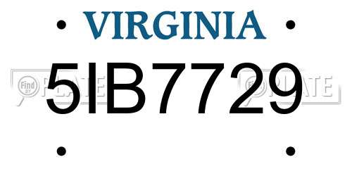 5IB7729 Virginia License Plate