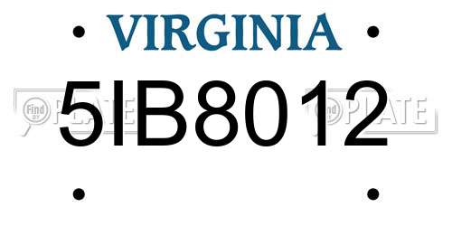 5IB8012 Virginia License Plate