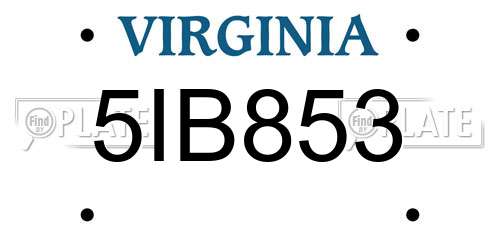 5IB853 Virginia License Plate