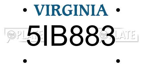 5IB883 Virginia License Plate