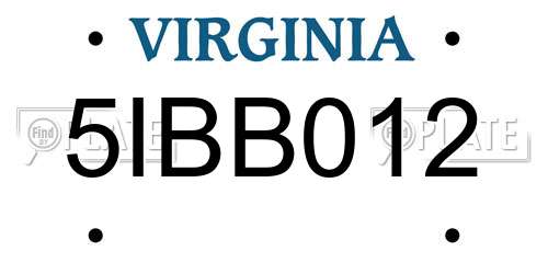 5IBB012 Virginia License Plate