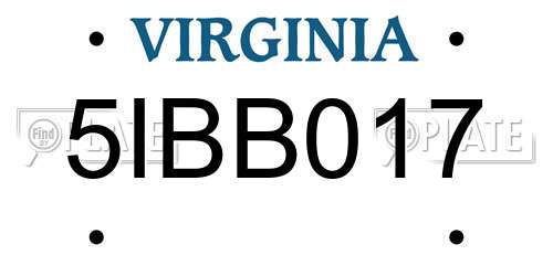 5IBB017 Virginia License Plate