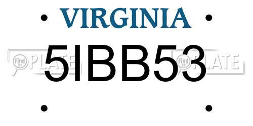 5IBB53 Virginia License Plate