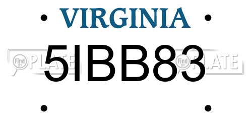 5IBB83 Virginia License Plate