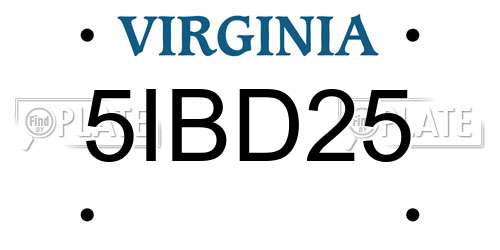 5IBD25 Virginia License Plate