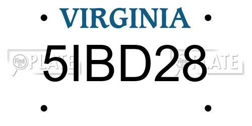 5IBD28 Virginia License Plate