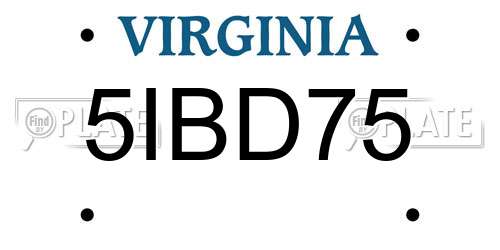 5IBD75 Virginia License Plate