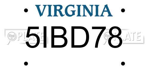 5IBD78 Virginia License Plate