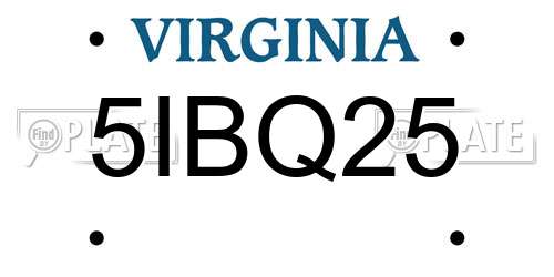 5IBQ25 Virginia License Plate