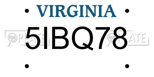 5IBQ78 Virginia License Plate