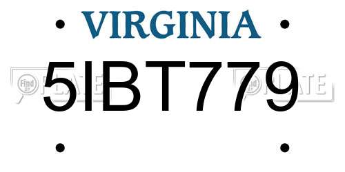 5IBT779 Virginia License Plate
