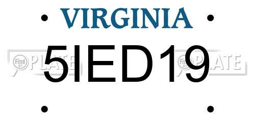 5IED19 Virginia License Plate