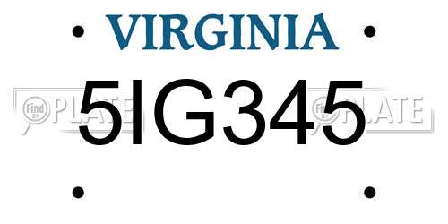 5IG345 Virginia License Plate