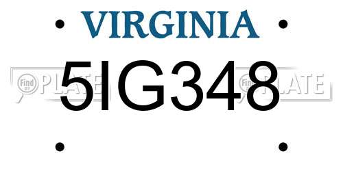 5IG348 Virginia License Plate