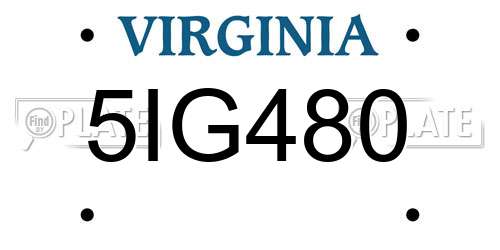 5IG480 Virginia License Plate