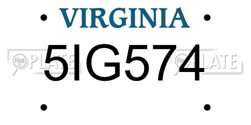 5IG574 Virginia License Plate