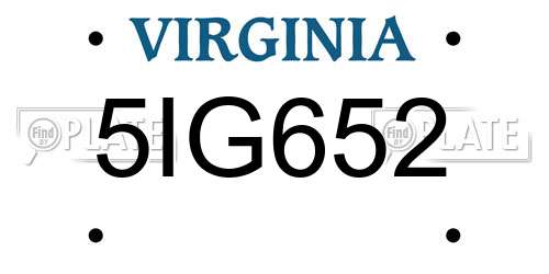 5IG652 Virginia License Plate