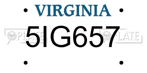 5IG657 Virginia License Plate