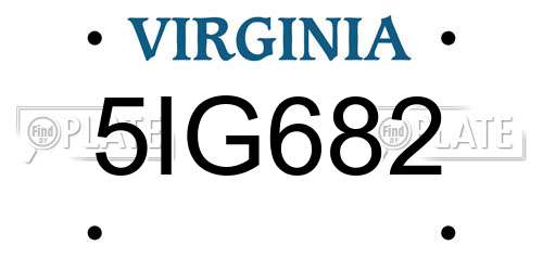 5IG682 Virginia License Plate