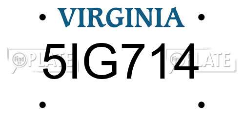 5IG714 Virginia License Plate