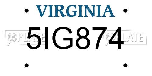 5IG874 Virginia License Plate