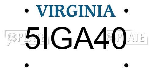 5IGA40 Virginia License Plate