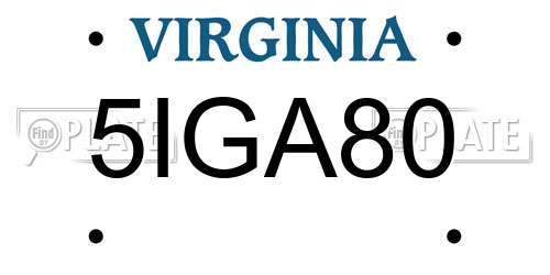 5IGA80 Virginia License Plate
