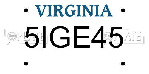 5IGE45 Virginia License Plate