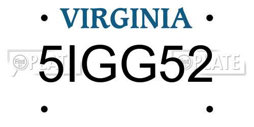 5IGG52 Virginia License Plate