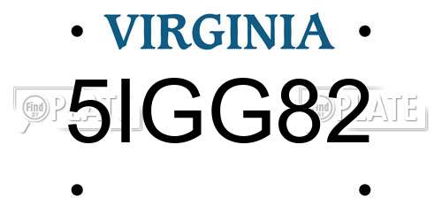 5IGG82 Virginia License Plate
