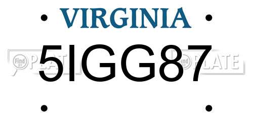 5IGG87 Virginia License Plate