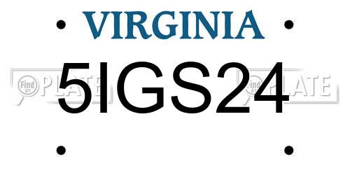 5IGS24 Virginia License Plate