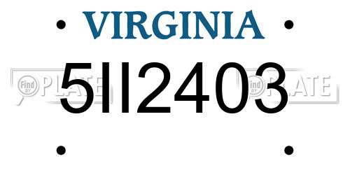 5II2403 Virginia License Plate