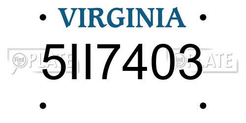 5II7403 Virginia License Plate