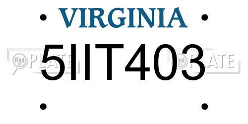 5IIT403 Virginia License Plate