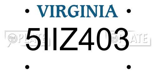 5IIZ403 Virginia License Plate