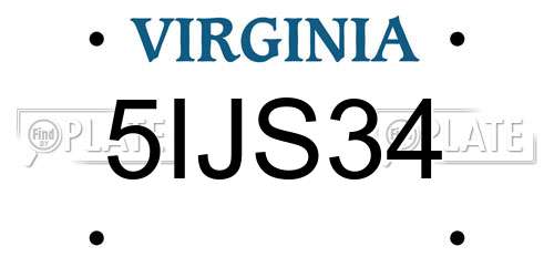 5IJS34 Virginia License Plate
