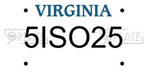 5ISO25 Virginia License Plate