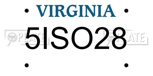 5ISO28 Virginia License Plate