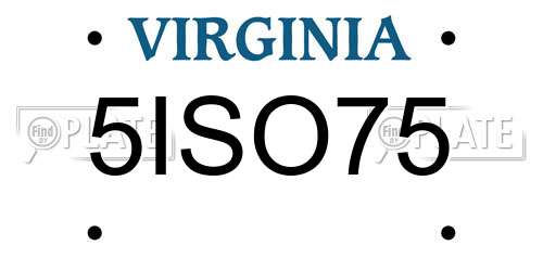 5ISO75 Virginia License Plate