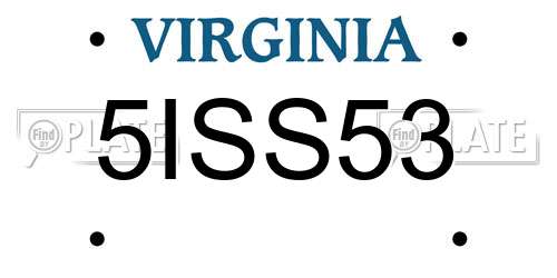 5ISS53 Virginia License Plate