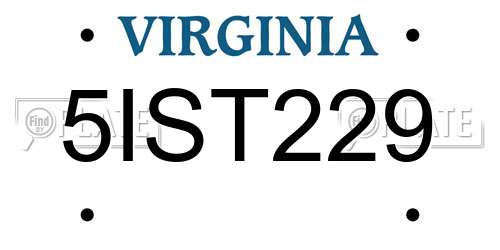 5IST229 Virginia License Plate