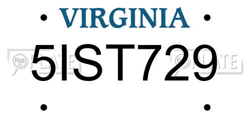 5IST729 Virginia License Plate