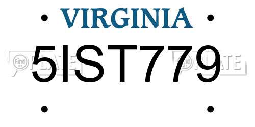 5IST779 Virginia License Plate