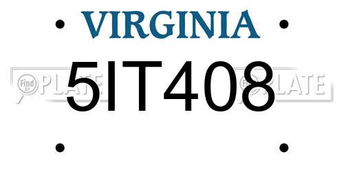 5IT408 Virginia License Plate