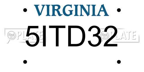 5ITD32 Virginia License Plate