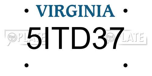 5ITD37 Virginia License Plate