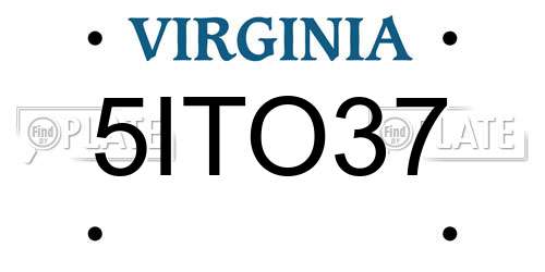 5ITO37 Virginia License Plate